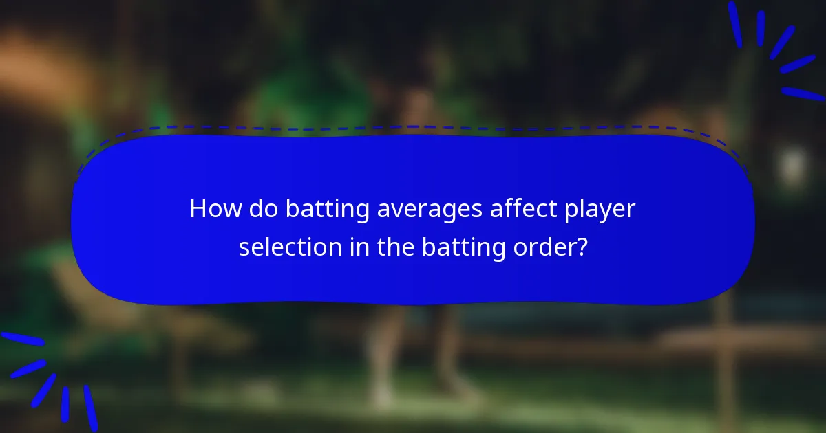 How do batting averages affect player selection in the batting order?