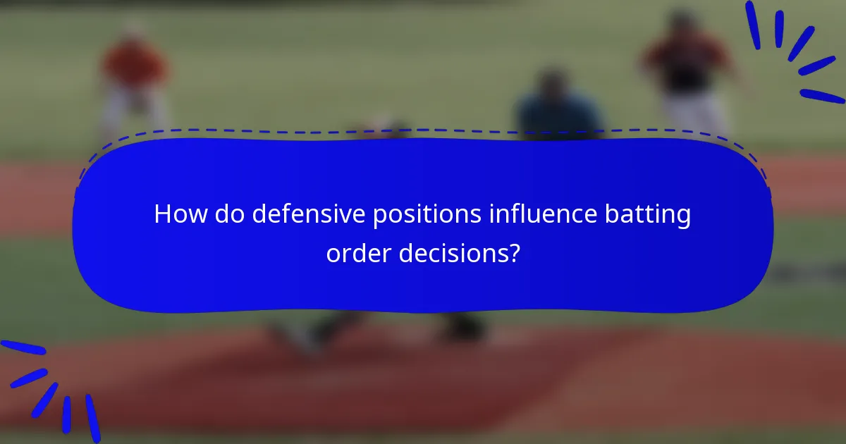 How do defensive positions influence batting order decisions?