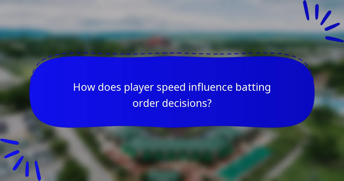 How does player speed influence batting order decisions?