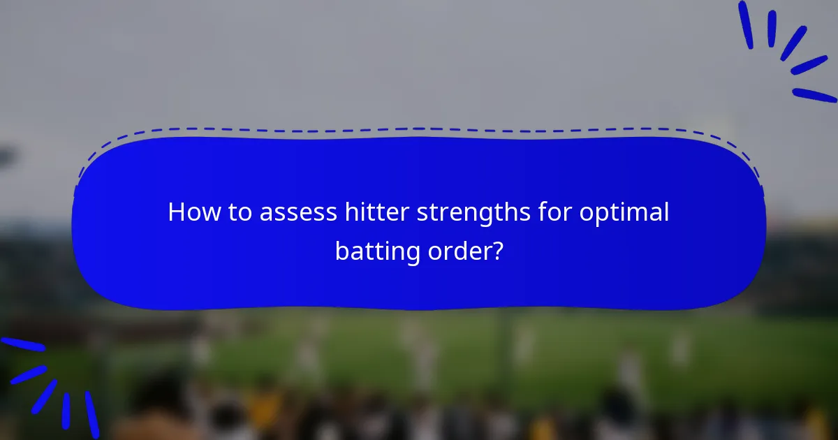 How to assess hitter strengths for optimal batting order?